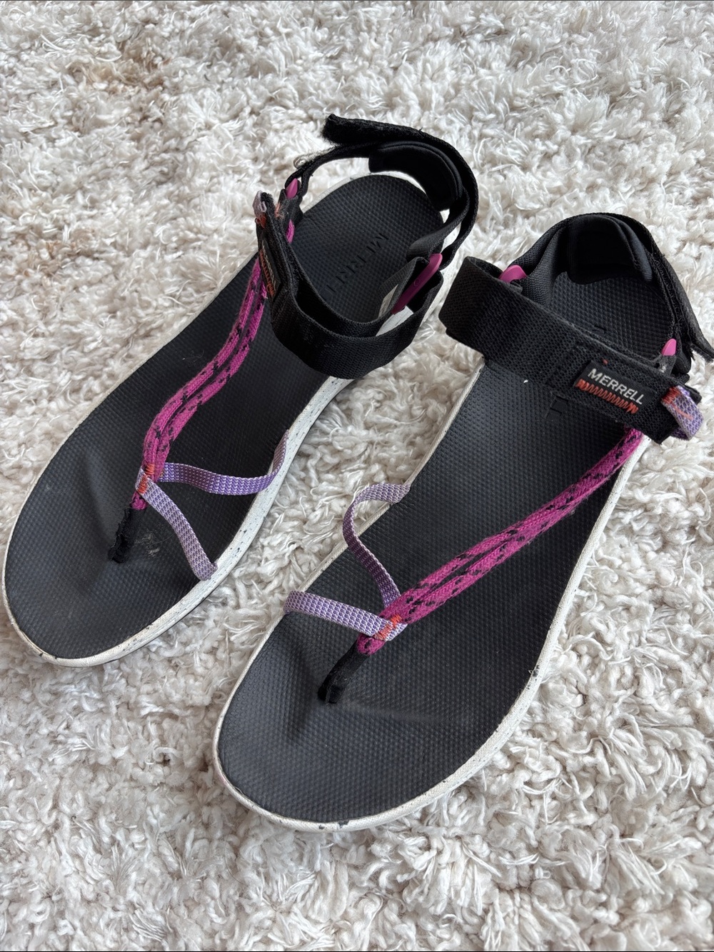 Merrell Black Sandals with Pink and Purple Straps